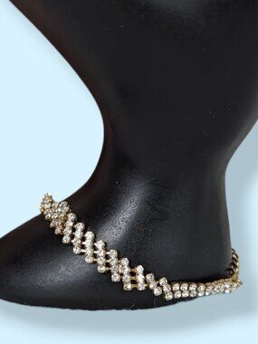 Gold Tone White Rhinestone Bracelet